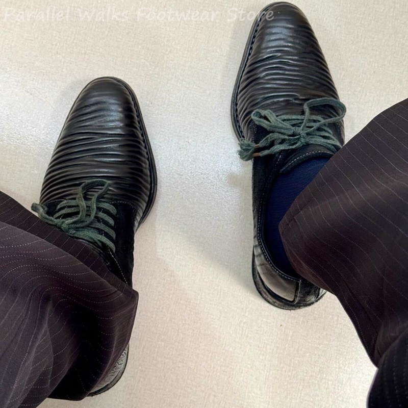 Men'S Shoes Smart - Zapatos Derby de cuero plisado para