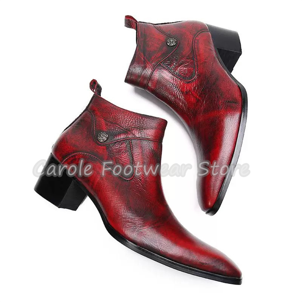 Men'S Shoes Increase Height - Botines Vintage de Piel Genuina con